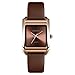 Produktbild FeiWen Fashion Damen Analog Quarz Elegant Uhren Minimalismus Gold Edelstahl Wählscheiben mit Leder Band Luxuriös Business Armbanduhren (Braun)