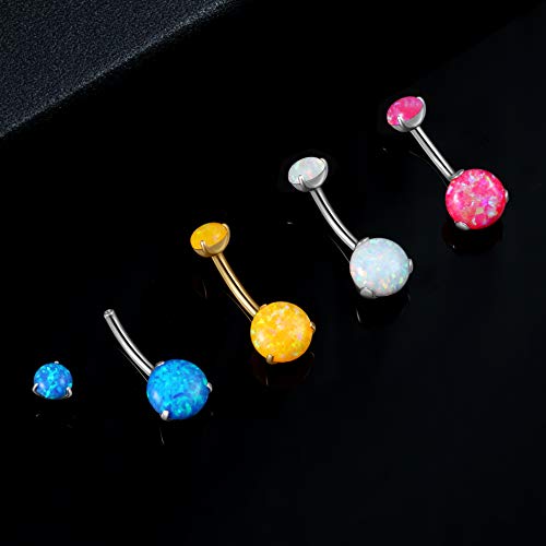Cicimoto Belly Button Rings, 14G Opal Surgical Steel Navel Belly Ring, Natural Stone Belly Bars Dangle Barbell Stud Belly Piercing Jewelry For Women Girls, Gold #TOP1