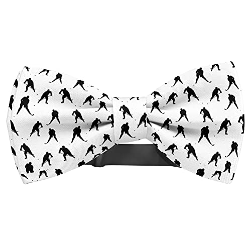 KAWAMOUSE Adjustable Pre-tied bow tie for toddler Boys (Hockey Players Pattern) Elegant Cute Bowties for Dogs Cats Pets
