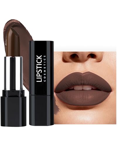 Brun Rouge a Levre Gloss, Rouge a Levre Mat Longue Tenue Waterproof, Silky Doux Texture Créme Hydratante Lip Stain, Haute Pigmentation Sans Transfert, Lip Gloss Repulpant Levres, Maquillage Femme-02