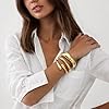 GoldGifts Chunky Gold Bangle Bracelets Stack for Women Non Tarnish, Thick 14k Gold Plated Big Stackable Bangles Set, Trendy Large Statement Stacked Cuff Bracelet Fashion Jewelry Gifts #1