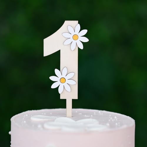 Daisy Wooden Cake Topper for 1st Birthday Party Decorations First Anniversary Smash Cakephoto Booth Props