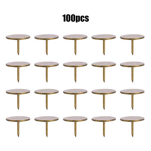 Jenngaoo 100 Stück Polsternägel, Flachkopf Reißnadel Sortimentssatz Möbel Nägel Eisen Künstlerbedarf Zubehör für Tür Sofa Polsterdekoration - Cyan Bronze(19 x 15MM)