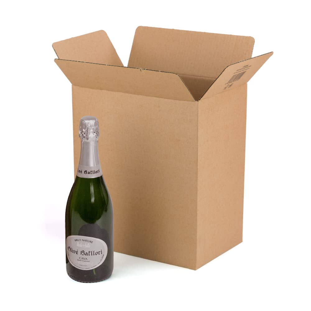 Lot de 10 boîtes en carton pour 6 bouteilles de vin Champagne Liqueur avec ruche séparatrice intégrée en carton ondulé. Convient pour emballer des boîtes de 6 bouteilles.