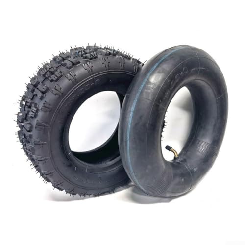 Besshepplo 13 x 5.00-6 Reifen- und Schlauch-Set mit geradem oder gebogenem Ventil für robuste Benzin-Fahrradschubkarre, 33 cm (13 Zoll) Gummireifen, schwarz (Reifen + Schlauch (gebogenes Ventil))