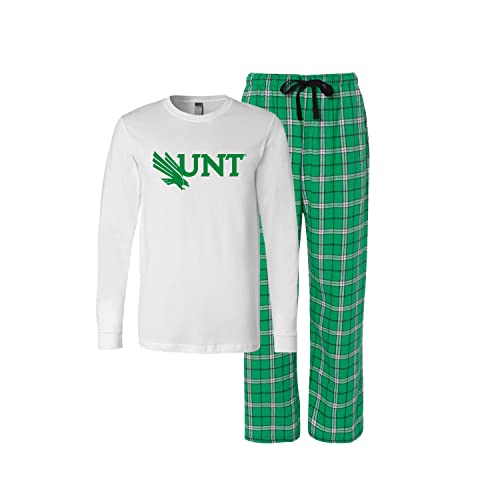 Sorority Letters Shop University of North Texas Pajama Set with UNT Mean Green PJ Top and Matching Flannels