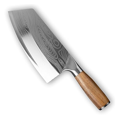 Coltello da cucina Mannaia Coltello da cuoco Acciaio inossidabile Affilato come un rasoio Affettare Tagliare la carne Coltello da macellaio cinese Affettatrice con manico in legno