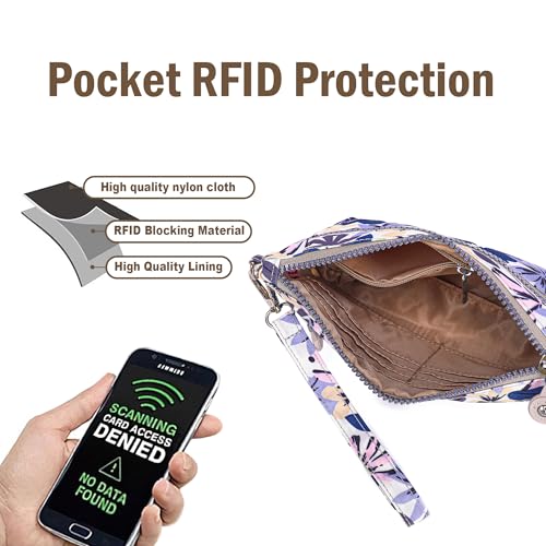 Image of Small Wristlet Wallets for Women Nylon RFID Cross body bag | Cell Phone Purse with Built-In Card Slots for Daily Outings