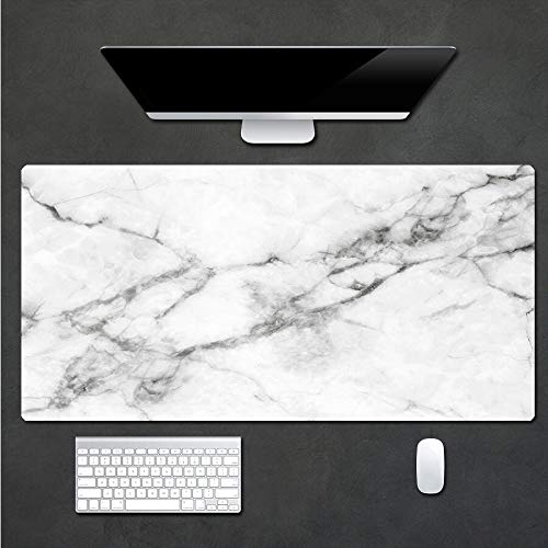 Marble Mousepad,Extended PU Mouse Pad, Office Mousepad Large Decorative Mouse Pads, Laptop Keyboard Mouse Mat Office Gift,D,35"x 18"