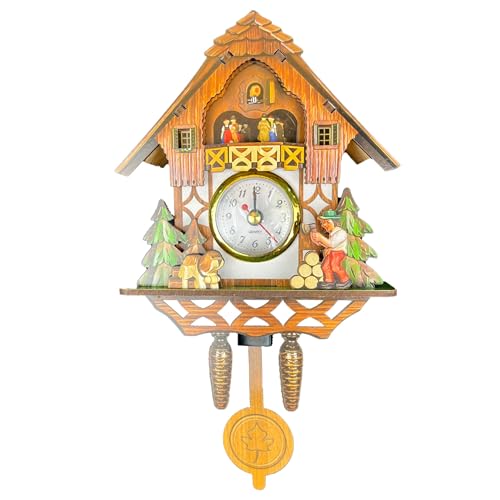Reloj de cuco de madera retro y silencioso para decoración de pared 2