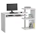 Produktbild HOMCOM Eckschreibtisch, Computertisch, Schreibtisch, Winkelschreibtisch, Bürotisch mit Regal L-Form: 125 x 66,5 x 94 cm, I-Form:146 x 50 x 94 cm, Wabenplatte+Edelstahl, Weiß