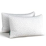 Hapiclody Shredded Memory Foam Pillows 2 Pack, Adjustable Bed Pillows for Sleeping, Cooling Pillows with Breathable Bamboo Cover for Side, Back & Stomach Sleepers, Machine Washable