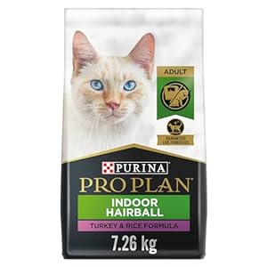Purina Pro Plan Dry Cat Food, Specialized Indoor Hairball Turkey & Rice – 7.26 kg Bag (1 Pack)