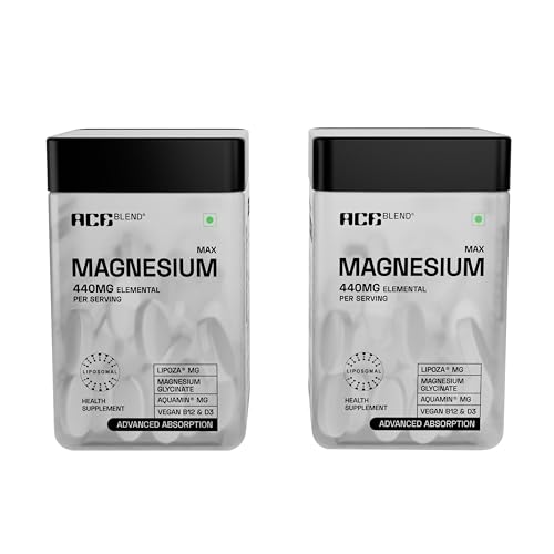 Image of Ace Blend Max Magnesium Glycinate (120 tablets) | 1600mg Triple Complex | 440mg Elemental Magnesium | Calcium, Vegan Vitamin B12 & D3 | Promotes Deep Sleep, Muscle Recovery & Heart Health