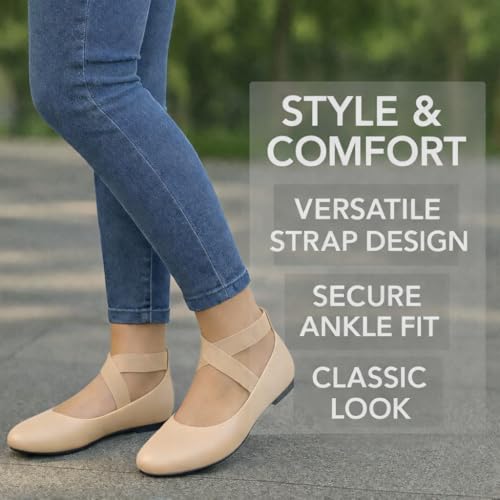 Image of EMMA NEW YORK Ankle Strap Flats for Women, Women Flat Ballerina Shoes, Women's Ballet Flats with Strap