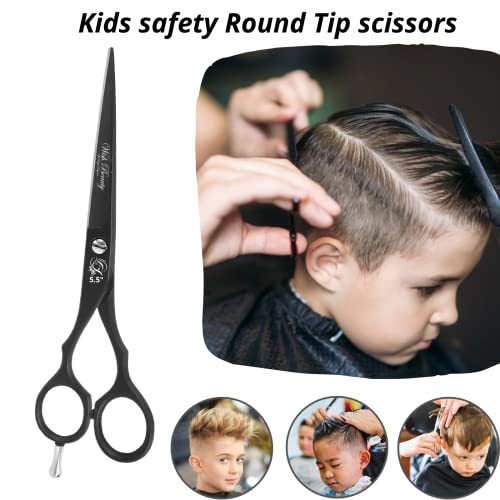 Wishbeauty Professional Sharp Left Hand Barber Scissors 5.5” Lefty Hair Cutting Scissors,Hairdresser Scissors Salon Haircut Scissors Hair Shears for Women Men (Black 5.5" Lefty) - Image 4