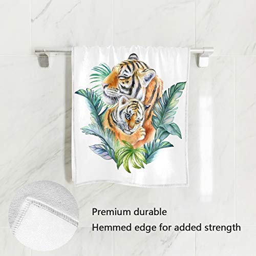 Qugrl Mothers Fathers Day Hand Towels Tiger Dad Son Kitchen Dish Towels Soft Quality Premium Washcloths Guest Fingertip Towel Decor For Bathroom Spa Gym Sport 16X30 In #TOP2