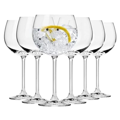 Krosno Cocktail Gin Tonic Balloon Water Glasses | Set of 6 | 16.2 oz | Venezia Collection | Ideal for Home Restaurant Events & Parties | Dishwasher Safe | Gift Idea | Made in Europe