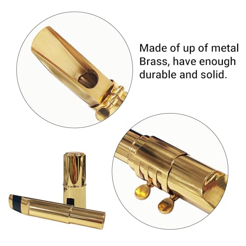 Baritone Saxophone Mouthpiece 6# Gold Plated, Brass Construction for Baritone Sax - 133mm Mouthpiece with Ligature & Cap by Lovermusic - Image 3