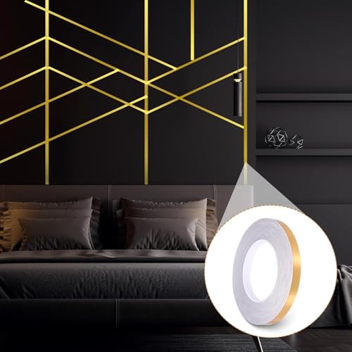 Image of METABOX Golden Tape (1CM x 50M) - Self-Adhesive Tiles Gap Foil Line Border Tape| Mirror Finish| DIY Craft| Decorative Floor Sealing Strip, Seam Sticker, Golden Patti for Home, Wall, Ceiling & Cabinet.
