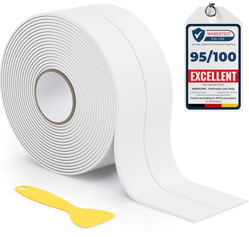 HNNHOME 38mm x 3.2m White Self-Adhesive Bath Sealant Strip Waterproof Sealing Tape Caulk Strip for Kitchen Bathroom Wall Corner and Sink (White 1)