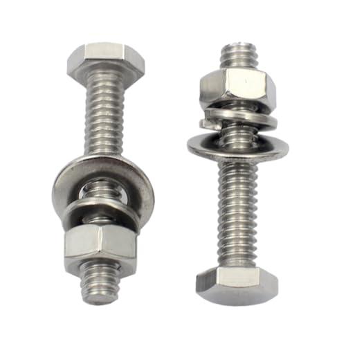 DGOL 20 Sets 1/4-20 x 1-1/2 inch Flat Head Hex Bolt Nuts Flat and Lock Washers Kit All Made of 304 Stainless Steel