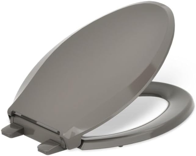 KOHLER 4636-RL-K4 Cachet ReadyLatch Elongated Toilet Seat Slow Close, Soft Close Toilet Seat Quiet Lid, Contoured Grip-Tight Bumpers Installation Hardware, Apartment Essentials, Cashmere Cashmere Elongated Ready Latch