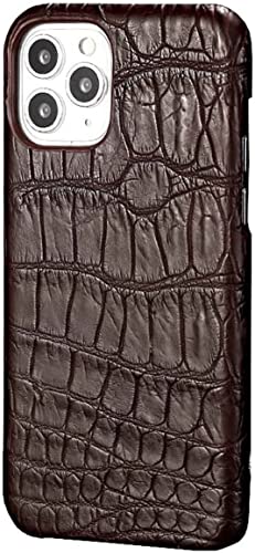 Coque iPhone 13 Pro antichoc cuir crocodile marron évite les rayures
