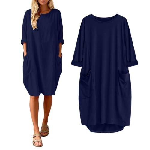 Robe grande taille avec poches pratiques et manches longues