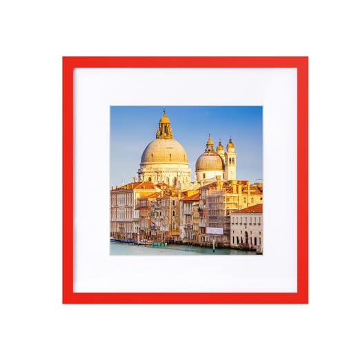 wyooxoo 20x20 Picture Frame Red Made of Solid Wood Photo Frames Display Pictures 16x16 with Mat or 20x20 Without Mat Colorful Frame For Horizontal Vertical Wall Mounting