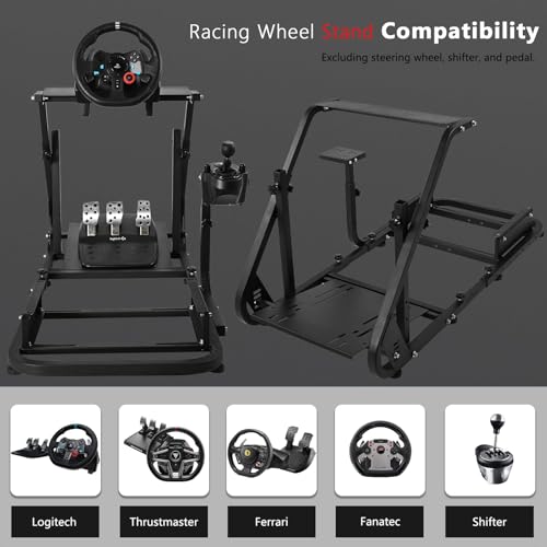 Hottoby レーシングシミュレーター コックピット ロジクール/スラストマスター/Fanatec G920 G923 G29 T80 T150用 取り付け可能なモニタースタンド ハンドルなし ハンドブレーキ&ペダル用