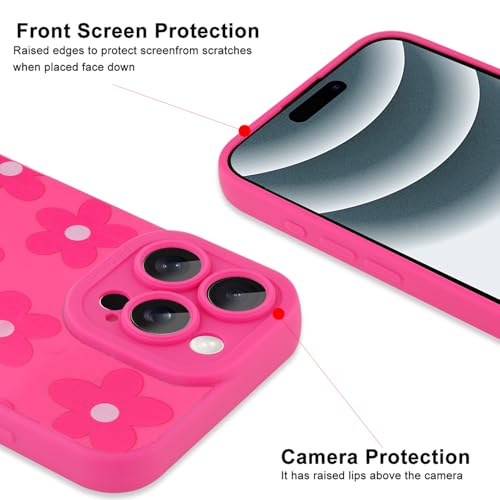 Image of ZIYE for iPhone 16 Pro Max Case Hot Pink Flower Pattern Phone Case