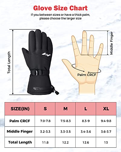 Kemimoto Winter Warm Ski Gloves, With 3M Thinsulate Layer, Touchscreen Skiing Gloves For Men Women, Snowboarding & Snowmobile Snow Surfing Riding Windproof Waterproof Warmth Keeping Gloves(Black) #TOP5