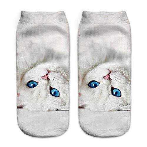 LWHRKSJC Cheville Chaussettes Belle chat 3D belle chat imprimé chaussettes décontracté Harajuku Art chaussettes basse coupe Animal chaussette cheville femmes chaussette courte Cover