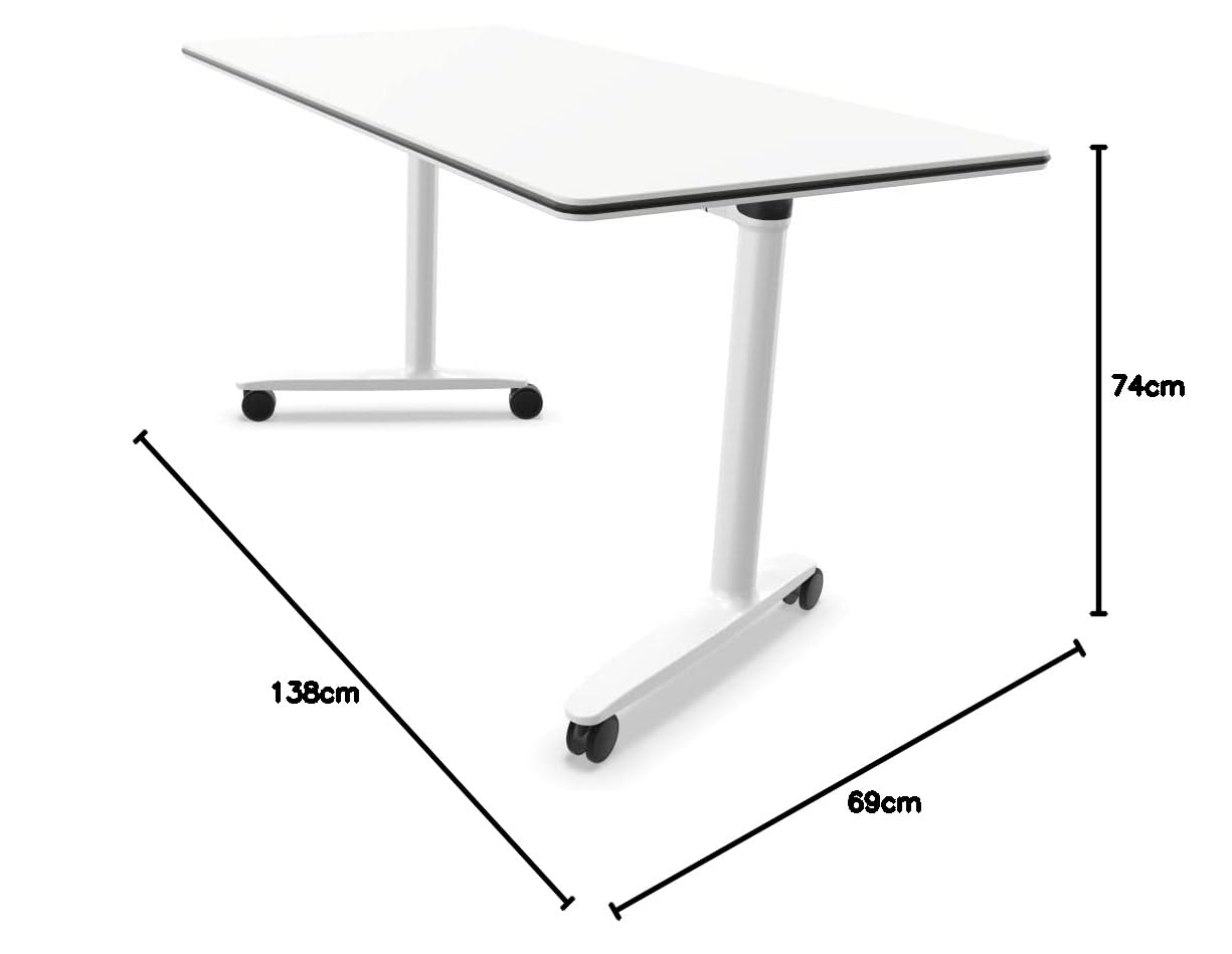 Spacio Mesa de Oficina Abatible Actiu Talent 120x80cm con Ruedas Gama Top Estructura Blanca Mesa Profesional Plegable y transportable