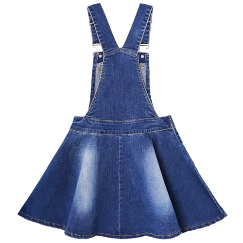 Image of KIDSCOOL SPACE Girls Denim Skirts,Little Big Girls Soft Stretchy Jeans Overall Dress