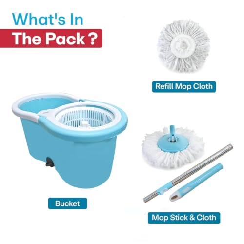 Image of 360 Spin Mop Bucket Set with Stainless Steel Handle & Microfiber Mop Mop Set (Multicolor)