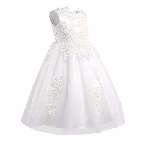 FEESHOW Crochet Embroidered Flower Girl Dress Princess Pageant Formal Wedding Bridesmaid Party Prom Dress2