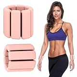 BNGXR 2 Pcs Pesas de Muñeca y Tobillo, Pesas Pierna Tobillos, Pulsera Pesos Ajustable, Portátiles Muñequera con Peso para Damas Hombres Aptitud Física, Correr, Caminar, Yoga, Pilates (Rosa carne)