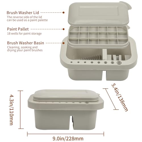 MyLifeUNIT Paint Brush Cleaner, Paint Brush Holder and Organizers with Palette for Acrylic, Watercolor, and Water-Based Paints (Grey) by MyLifeUNIT - Image 5