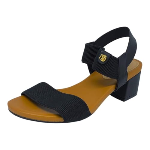 Modare, SANDÁLIA FEMININA MODARE 7187.100 PALMILHA ANATÔMICA SALTO BLOCO 6 CM Cor:Preto;Tamanho:35