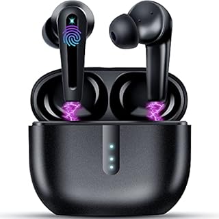layajia Wireless Earbuds, Bluetooth 5.1 In Ear Wireless Headphones, Touch Control, IPX7 Waterproof, 20H Playtime LED Display, Black