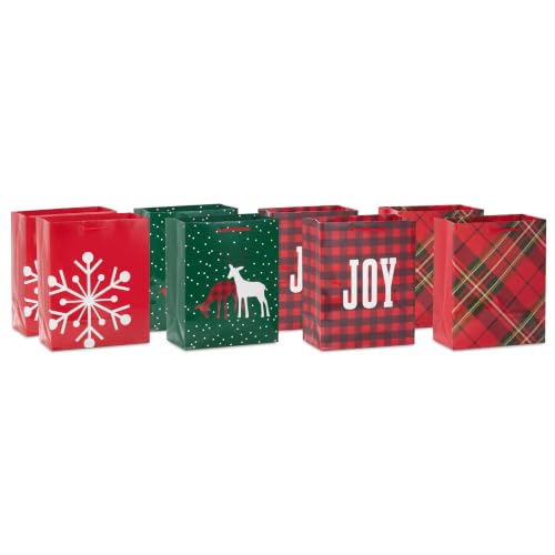 Image Arts Medium Christmas Gift Bags, Assorted 8-Pack (Red and Green)