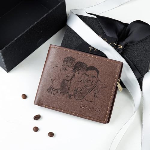 Lovejewelry Customized Wallets for Men Engraved Leather Photo Wallet for Dad Son (style 8) Medium Men Wallet4