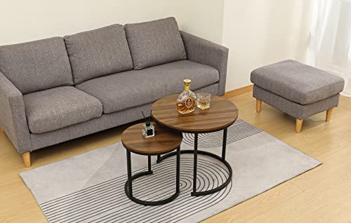 Global Ka Round Nesting Coffee Table Modern Nesting Side Set Of 2 End Table For Living Room Balcony Garden, Etc, Modern Living Room Table Sets For Cabin Bed Room Dining Room Garden. #TOP3