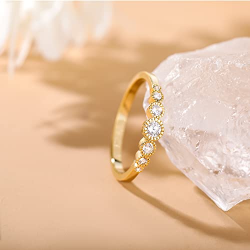 SHINYSO Wedding Band for Women Round CZ Cubic Zirconia Stacking Eternity Engagement Ring Gold/Silver/Rose Gold Size 4-102