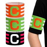 ZENQARI 3 Pezzi Fascia Capitano Calcio per Adulti e Giovani, Manica da Calcio con Logo C in Tessuto Nylon Regolabile con Chiusura a Strappo, Ideale(Nero, Verde, Arancione, 31x6.5 cm)