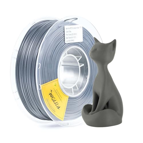 RITTSUN PETG Carbon Fiber Filament 1.75mm, 15% Carbon Fiber Reinforced PETG CF Filament, High Strength & Matte Finish, Dimensional Accuracy +/-0.02mm, 1KG Spool for Most FDM 3D Printers（Grey PETG-CF）