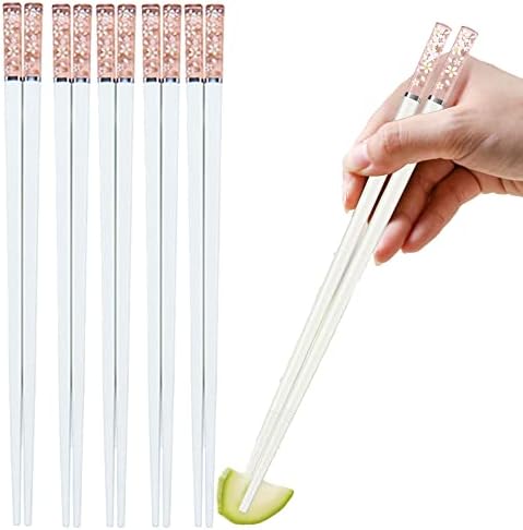 5 Paar Wiederverwendbare Fiberglas-Essstäbchen - Bunt Mit Mustern, Spülmaschinenfest & Rutschfest | 24cm