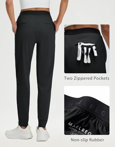 M MAELREG Sweatpants for Women 26"/28"/30" Lighweight Stretch Drawstring Workout Athletic Jogger Pants with Pockets Black — view 3